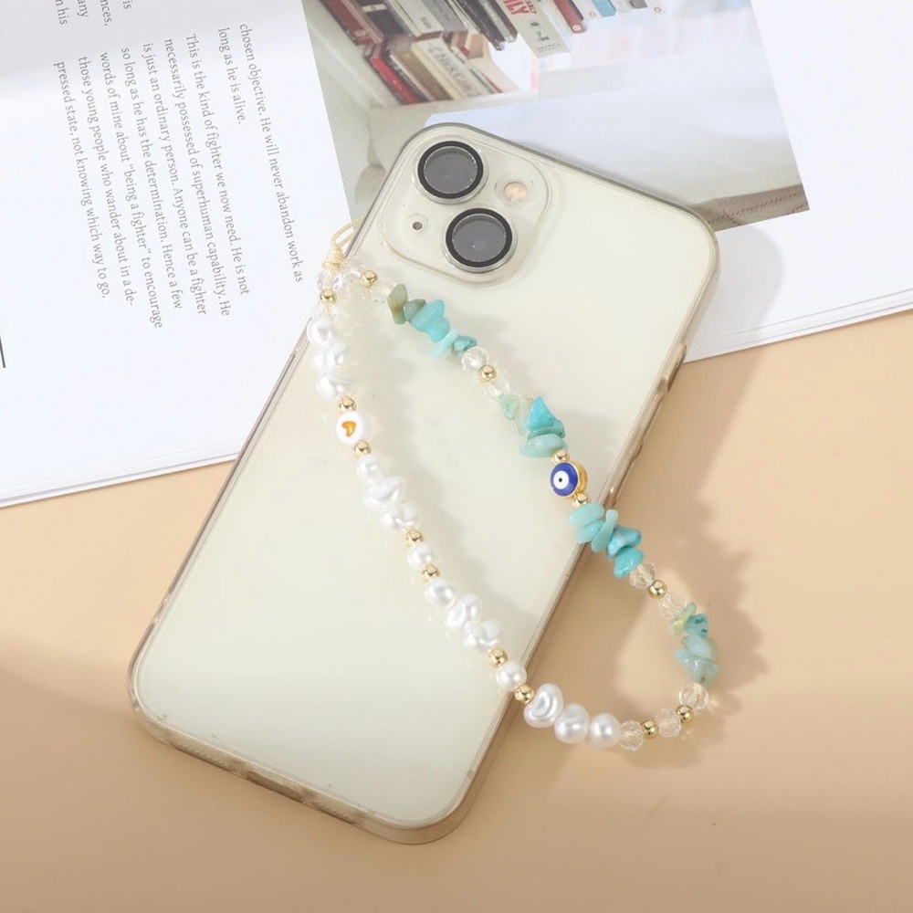 Beaded Phone Charm with Evil Eye